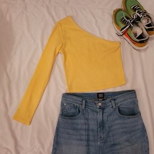 SOLD 24colours yellow one shoulder top
